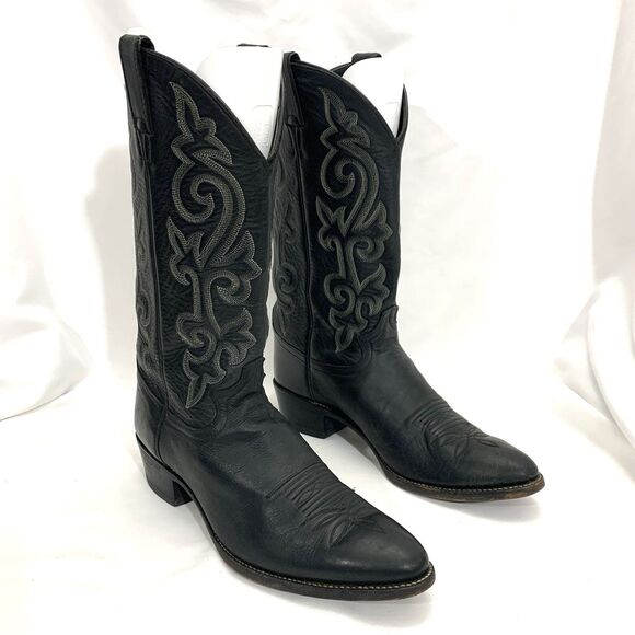 Justin 1409 Men's size 10.5 D Buck Black Leather Western Cowboy Boots - Picture 7 of 12